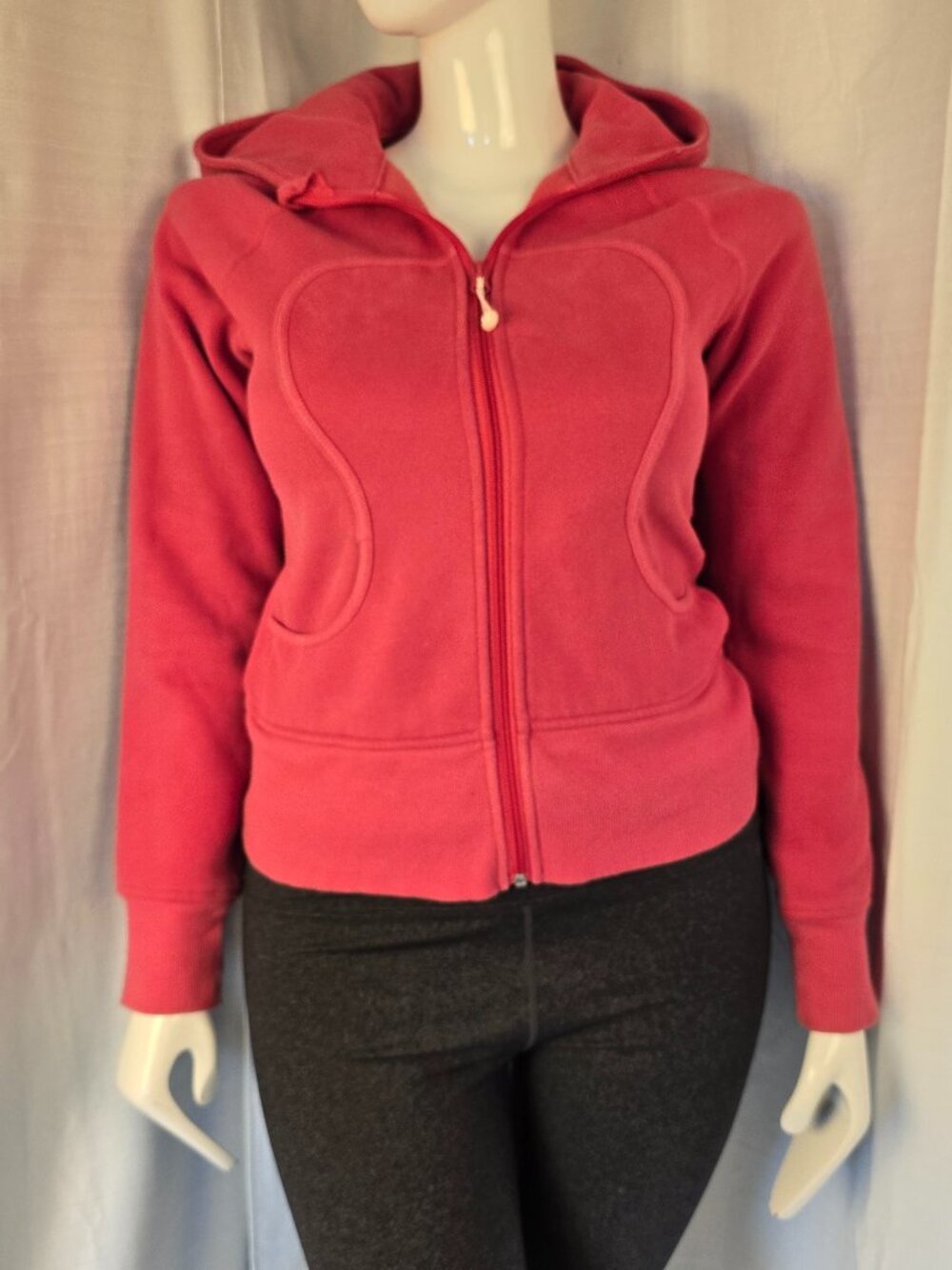 Vintage Lululemon Athletica Hot Pink Hoodie with Zipper Front Size 8